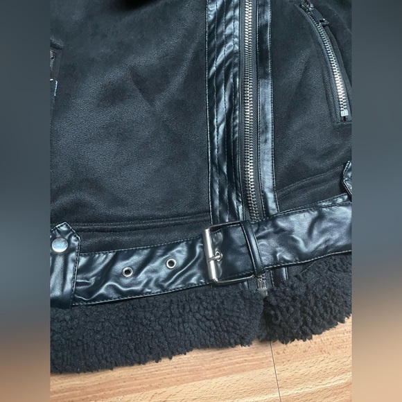 Black Faux Suede Motorcycle Jacket - Picture 5 of 11